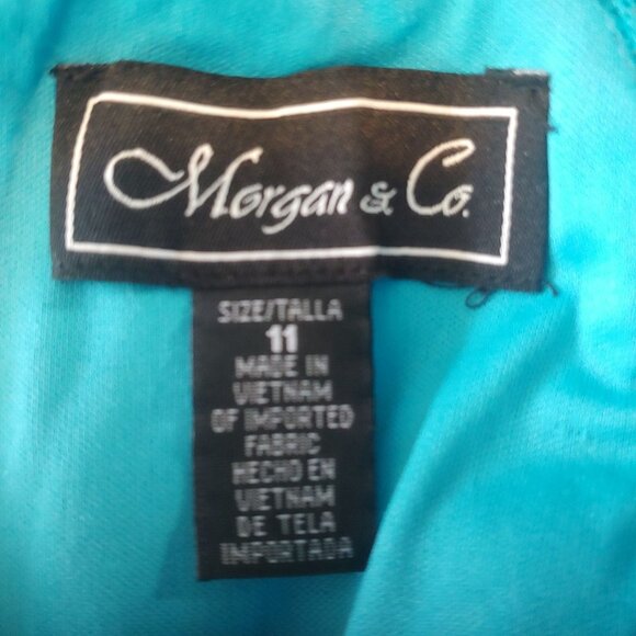 Morgan & Co Aqua Marine Mermaid Prom Formal Sequin Sparkly Gown Mesh Dress 11 - Picture 13 of 14